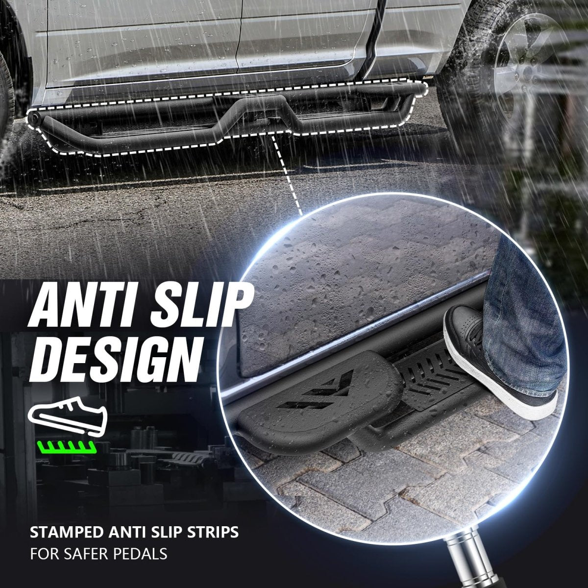 Running Boards for 2009-2018 Dodge Ram 1500 | 2010-2024 Ram 2500 3500 Double/Extended Cab - Yzona