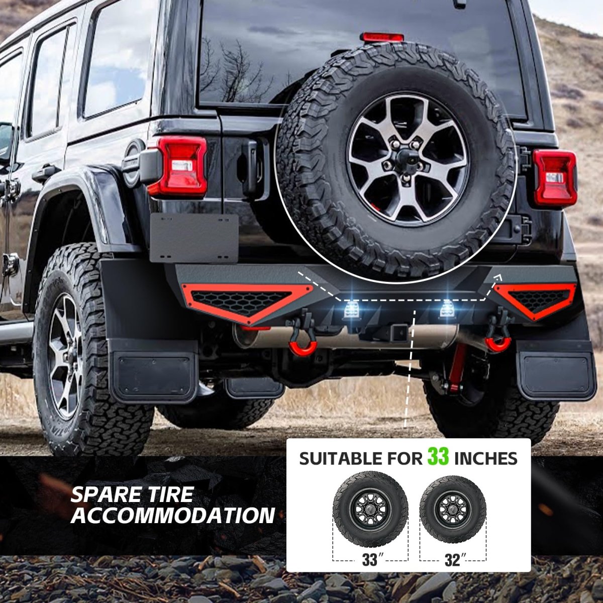 Full Truck Replacement Bumpers Compatible with 2018-2025 Jeep Wrangler JL JLU - Yzona