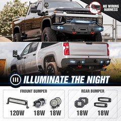 After Market Heavy Bumpers for Trucks Compatible with 20-23 Chevy Chevrolet Silverado 2500 3500 HD w/LED Lights | Yzona
