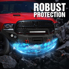 Front End Replacement Metal Bumpers for 2013-2018 Dodge Ram 1500 (Exclude Rebel) & 2019-2024 Ram 1500 Classic | Yzona