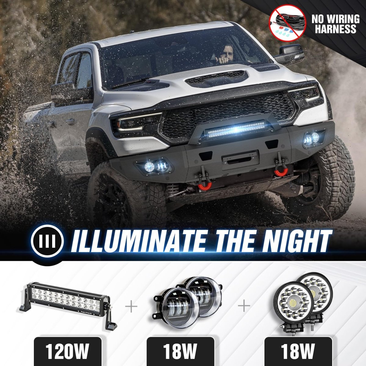 Add Off Road Front Bumpers Compatible with 2021-2024 Dodge Ram 1500 TRX | Yzona