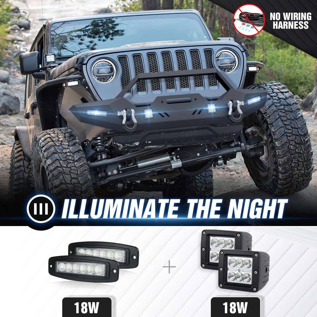 Full Replacement Bumpers Compatible with 2018-2025 Jeep Wrangler JL JLU - Yzona