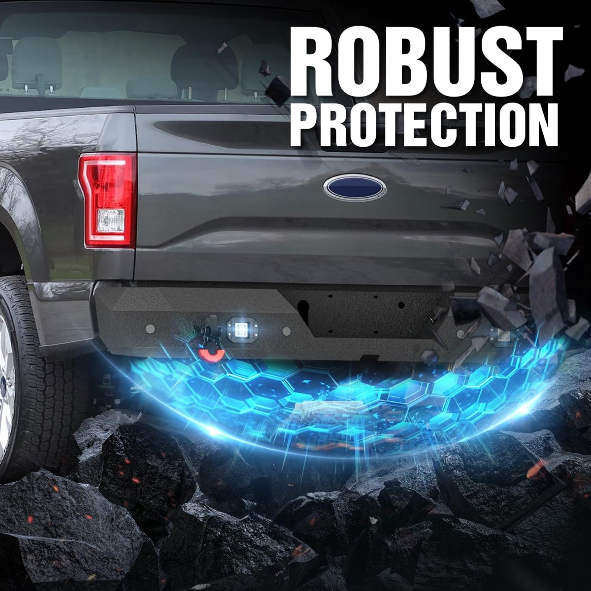 Aftermarket Super Duty Bumpers Compatible with 2015-2020 F150 XLT & LTD & Platinum Edition | Yzona