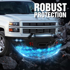 Aftermarket Truck Front Rear Bumper for 2014-2015 2nd Gen Chevy Silverado 1500 Pickup with Winch/LED Lighting | Yzona