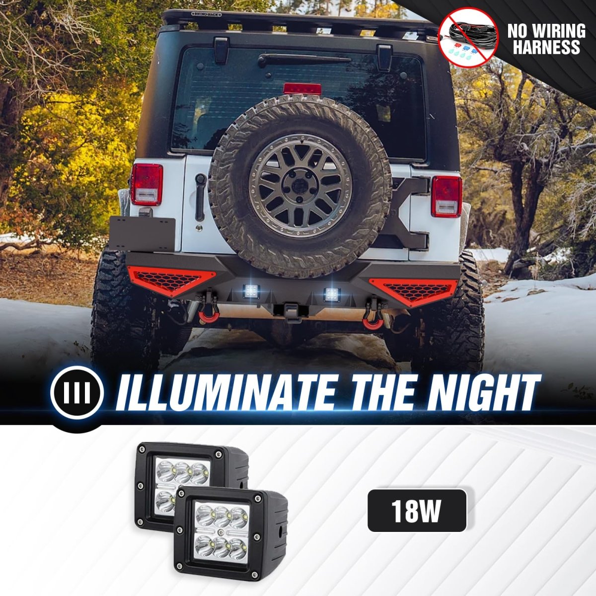 Aftermarket Steel Bumpers Compatible with 2007-2018 Jeep Wrangler JK JKU Unlimited - Yzona