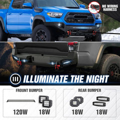 for 2016-2023 Toyota Tacoma 3rd Gen Rear & Front Steel Bumpers with LED Lights | Yzona