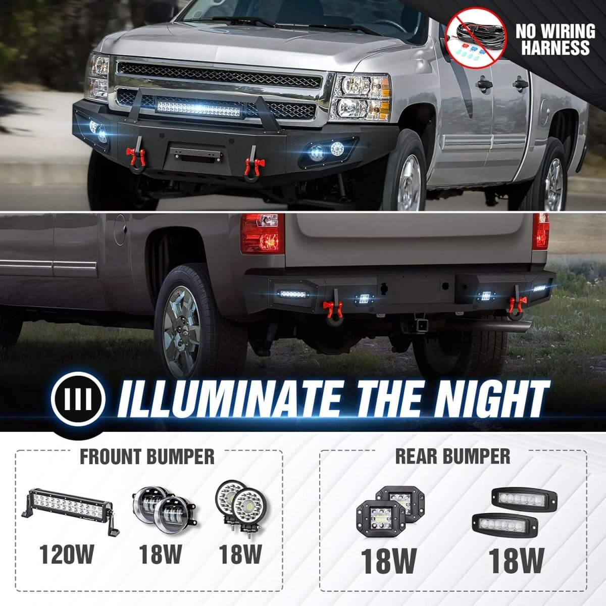 Front Bumpers for Chevy Silverado 1500 2007-2013 2nd Gen Chevy Silverado 1500 Pickup Truck Bumper w/Winch Plate | Yzona