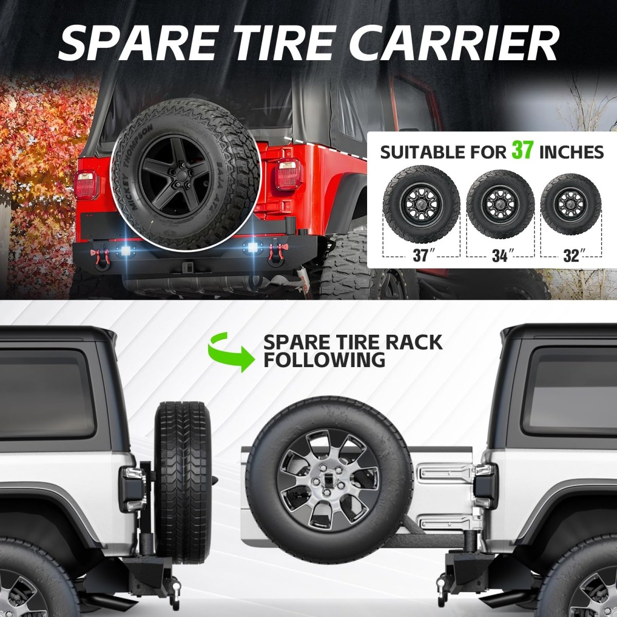 Superduty Bumpers Compatible with 1987-2006 Jeep Wrangler TJ LJ YJ | Yzona