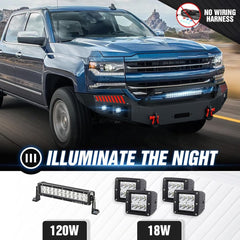 Pickup Front Replacement Bumpers for 2016-2018 Chevrolet Chevy Silverado 1500 Equipped with 5 x LED Lights | Yzona