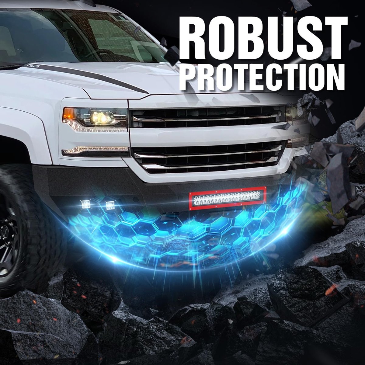 Front Aftermarket Bumpers for Chevy Compatible with 2016-2018 Chevrolet Silverado 1500 Pickup | Yzona