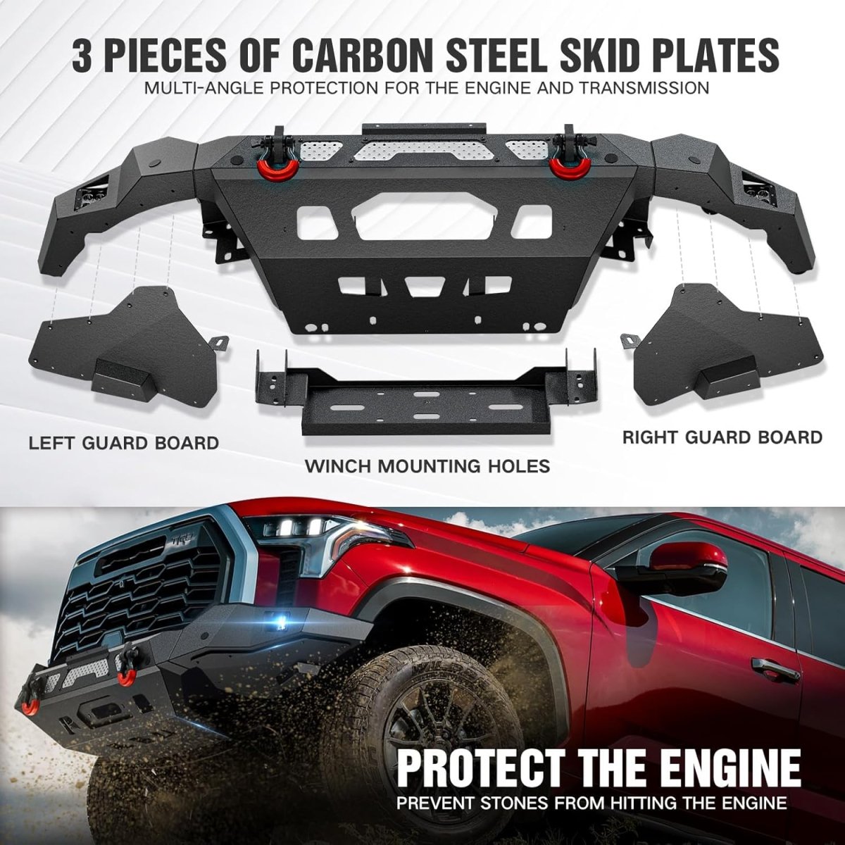 Offroad Front Bumpers Compatible with 2022-2024 Toyota Tundra with Winch Plate | Yzona