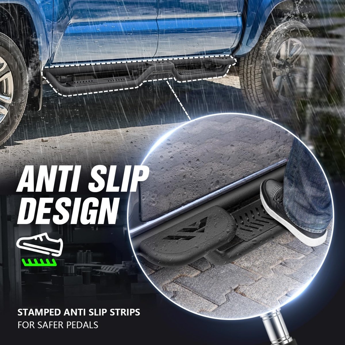 Running Boards for Toyota Tacoma Compatible with 2005-2023 Toyota Tacoma Double Cab & Crew Cab - Yzona