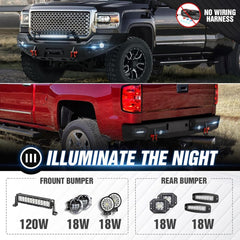 Pickup Off Road Powder Coated Bumpers for 2015-2019 GMC Sierra 2500 3500 HD with 9 x LED Lights | Yzona