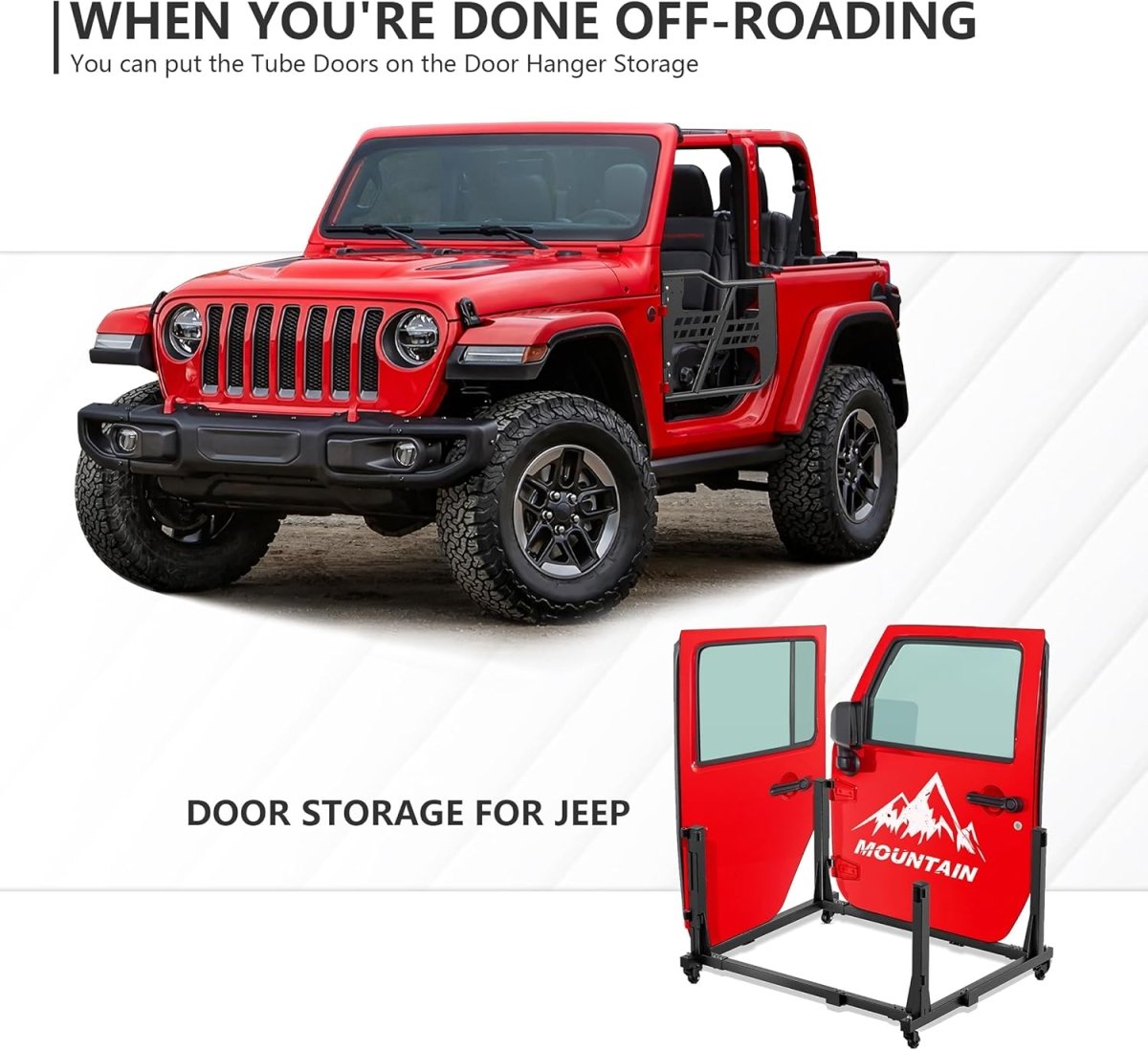 Half Doors Tubular Doors Compatible with 2018-2024 Jeep Wrangler JL JLU & 2020-2024 Gladiator JT 2-Doors
