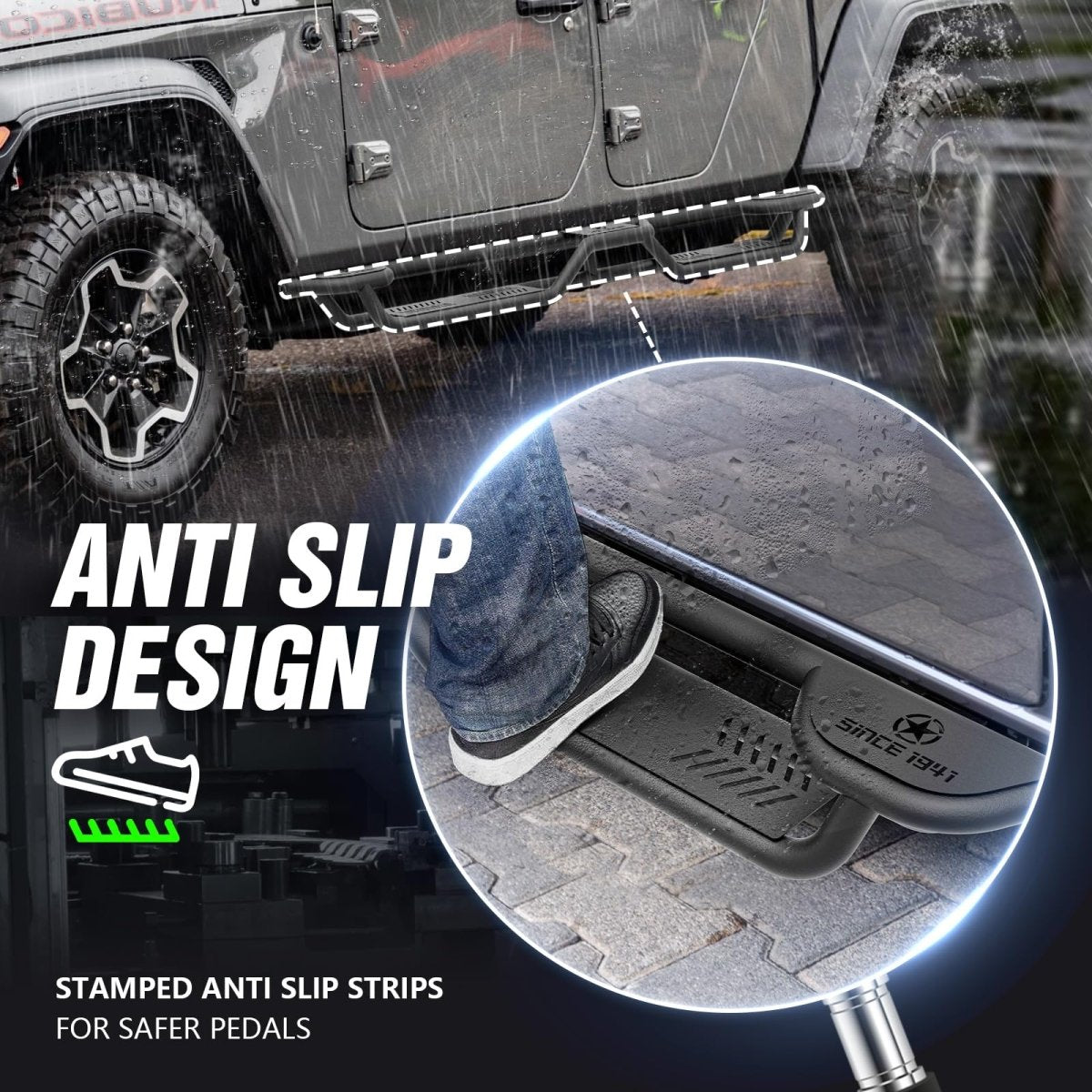 Side Step for Truck Compatible with 2020-2025 Jeep Gladiator JT 4 Door - Yzona