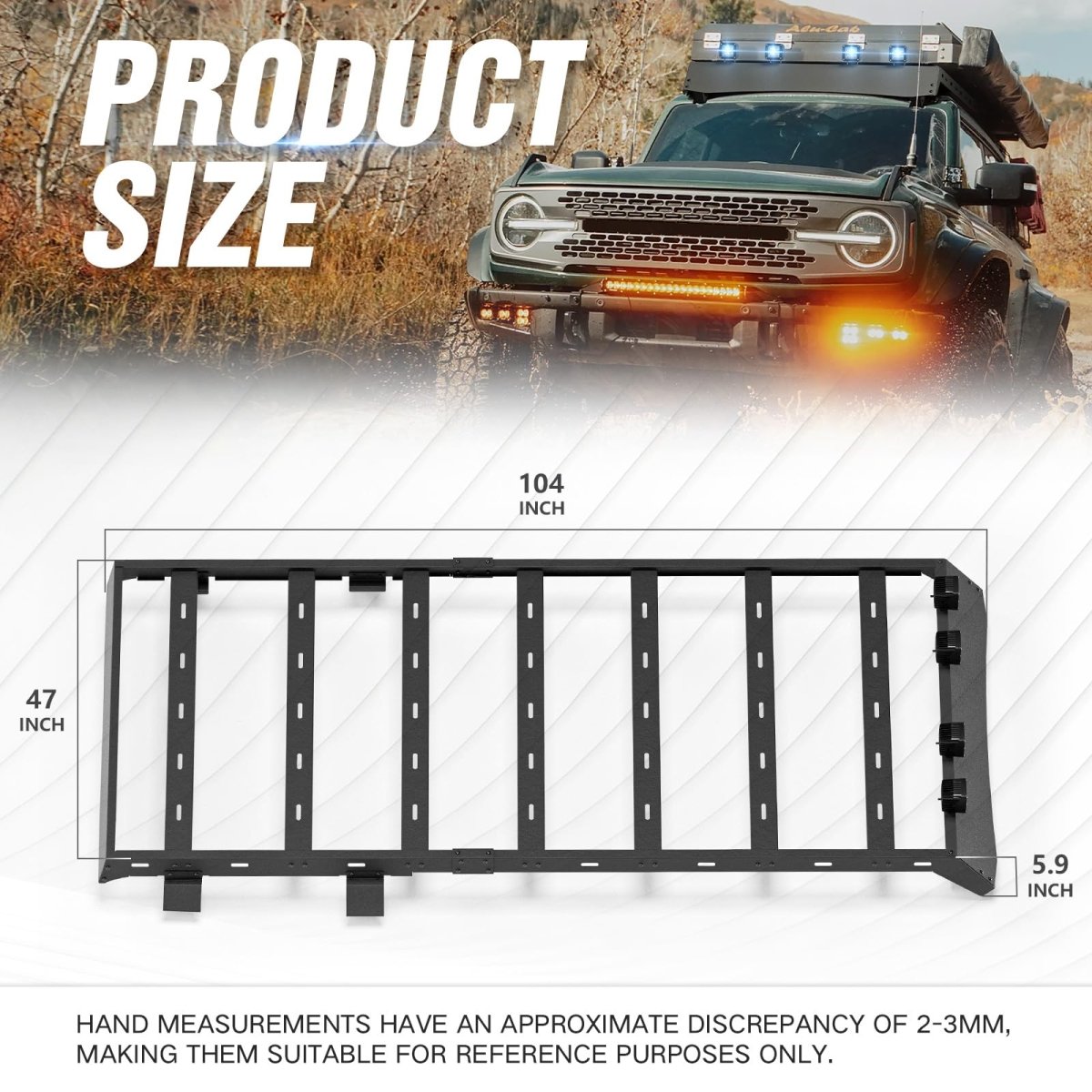 4 LED Lights Roof Rack Cargo Basket Compatible with 2021-2025 Ford Bronco Hardtop 4-Door | Yzona