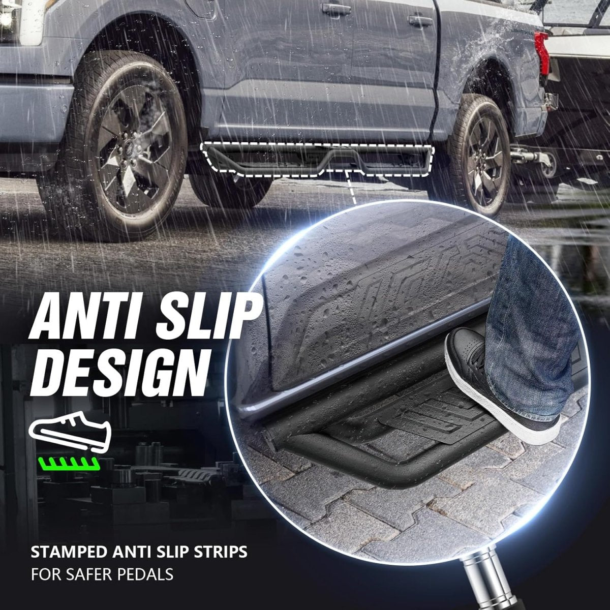 Yzona 2015-2025 Ford F150 & 2017-2025 Ford F250 F350 Super Duty Crew Cab Two Stairs Side Step