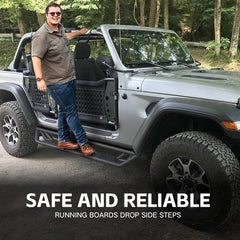 Off Road Running Boards on Trucks for 2018-2025 Jeep Wrangler JL Unlimited 4 Doors Include 4XE Model | Yzona