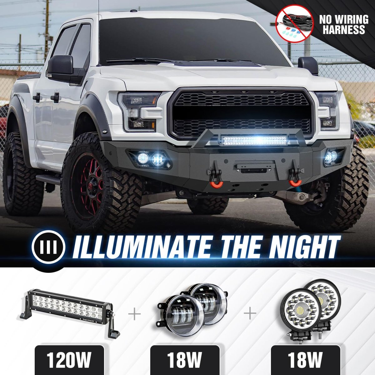 Aftermarket Replacement Bumpers Compatible with 2017-2020 F150 SVT Raptor - Yzona