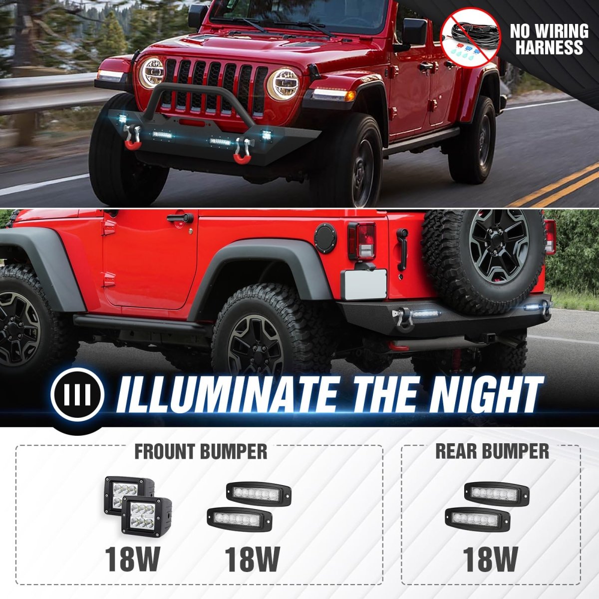 Aftermarket Bumpers for Trucks Compatible with 2007-2018 Jeep Wrangler JK JKU - Yzona