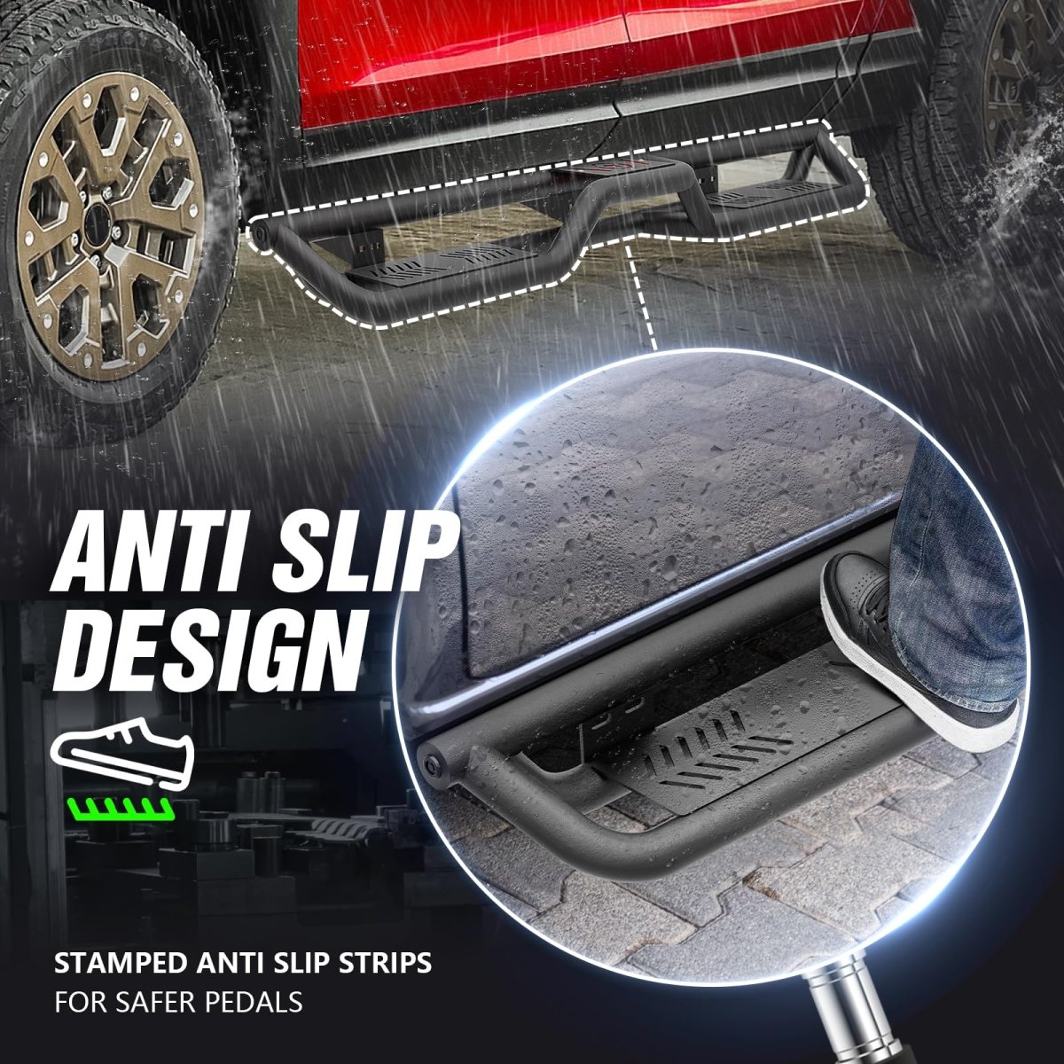 Pickup Running Boards Side Steps Compatible with 2017-2025 Honda Ridgeline Crew Cab - Yzona