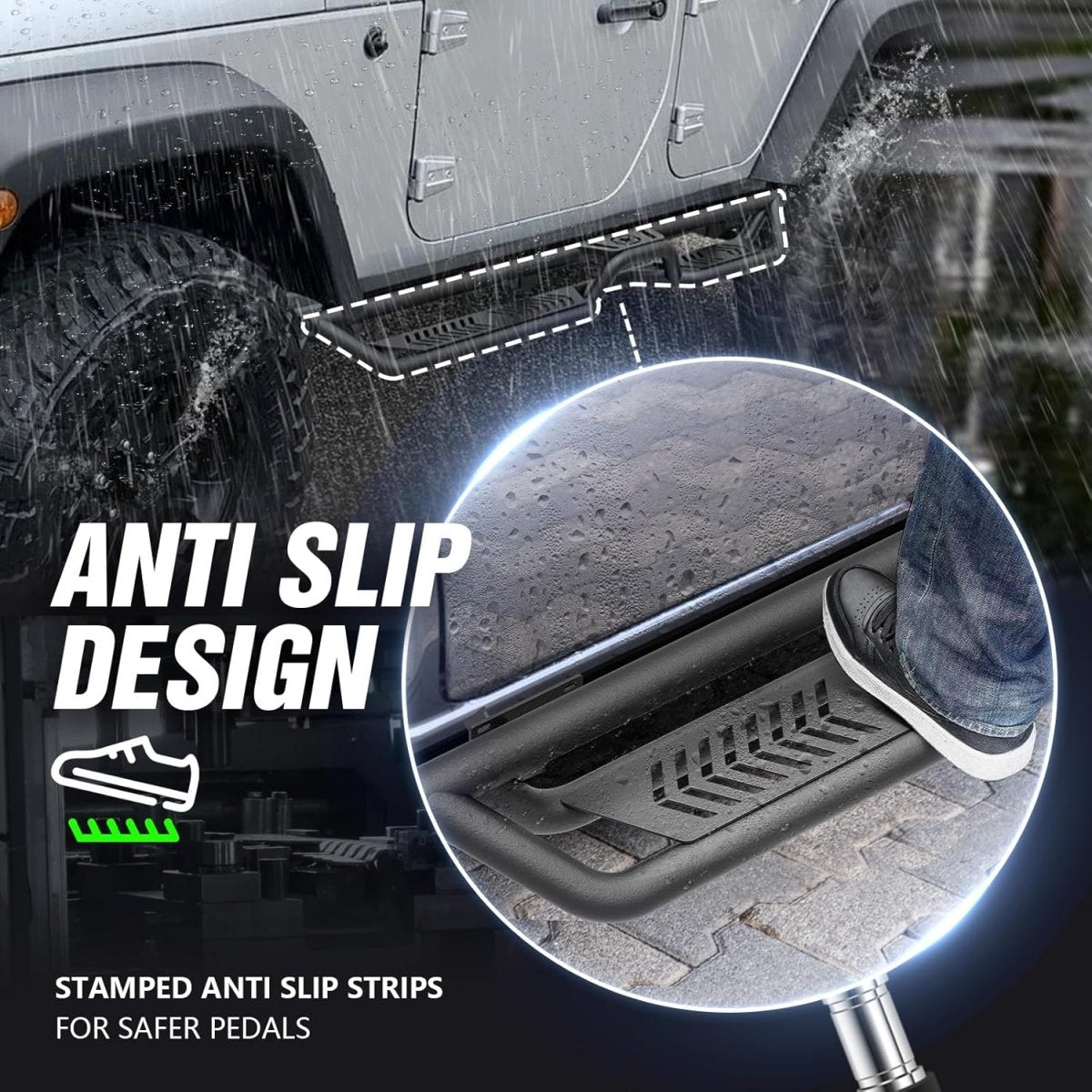 Auto Running Boards for 2007-2018 Jeep Wrangler JK JKU Unlimited 4 Doors | Yzona