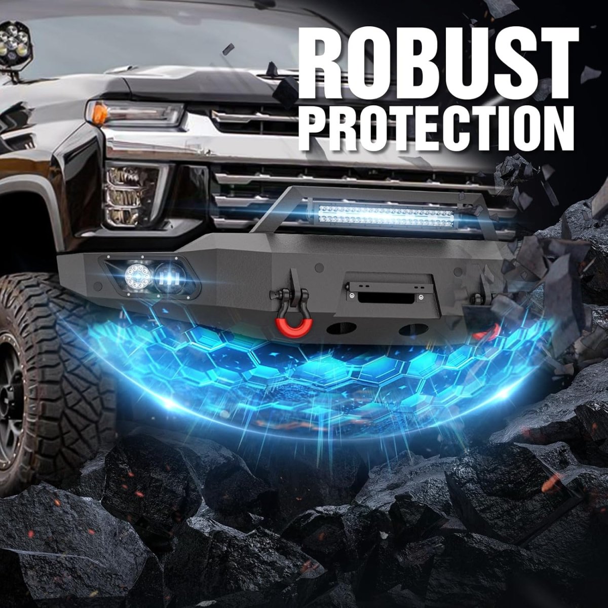 Replacement Truck Bumpers for Silverado Front Bumpers 20-23 Chevy Chevrolet Silverado 2500 3500 HD with Winch Plate| Yzona
