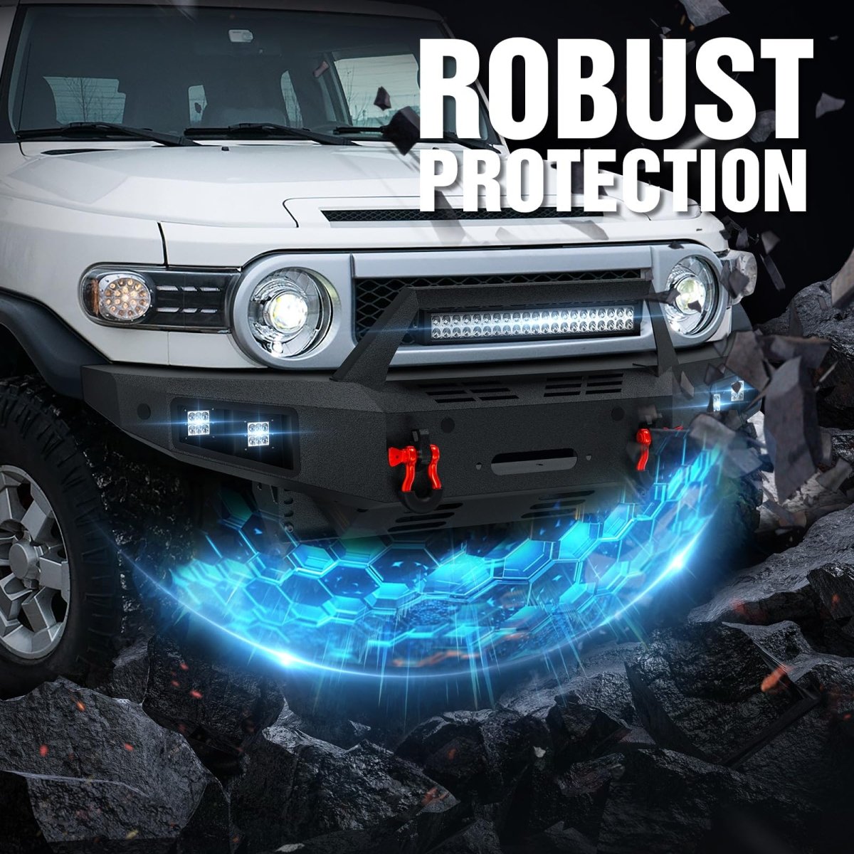 Front Aftermarket Truck Bumpers Compatible with 2007-2014 Toyota FJ Cruiser 1st Gen