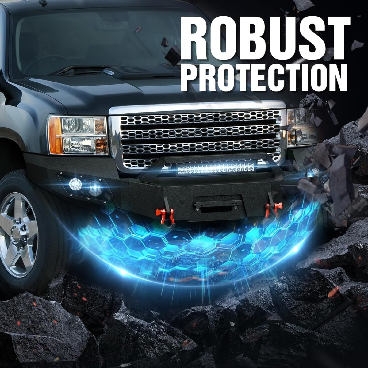 Heavy Duty Rear & Front Truck Winch Aftermarket Bumpers for 2011-2014 GMC Sierra 2500 3500 HD| Yzona