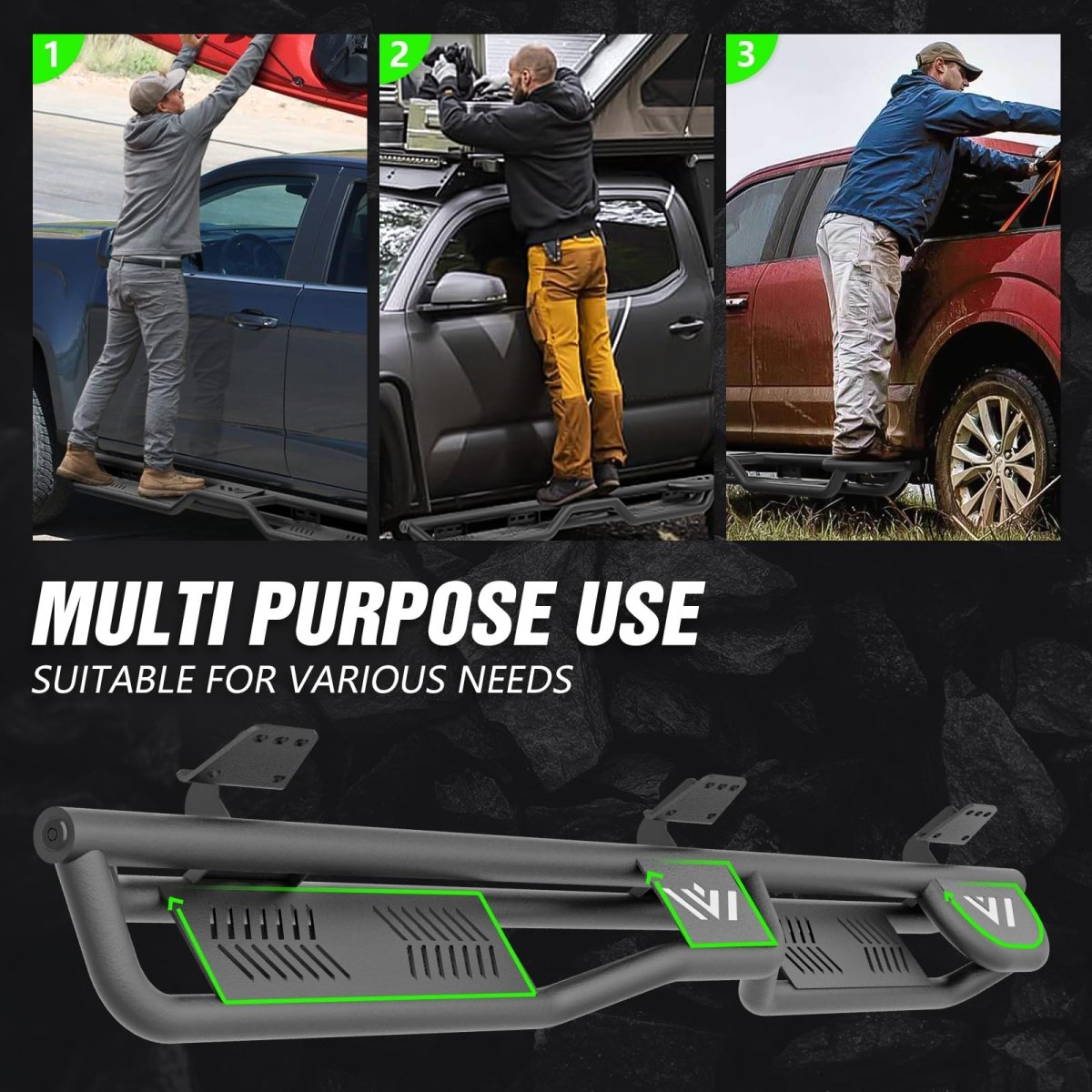 for 2020 Ram 1500 Running Boards Compatible with 2019-2025 Dodge Ram 1500 New Body Double/Extended Cab - Yzona