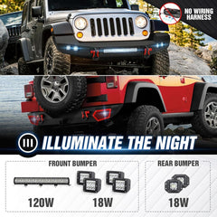 Full Width Front Bumper and Rear Bumper Compatible with 2007-2018 Jeep Wrangler JK JKU Unlimited (2/4 Doors)| Yzona