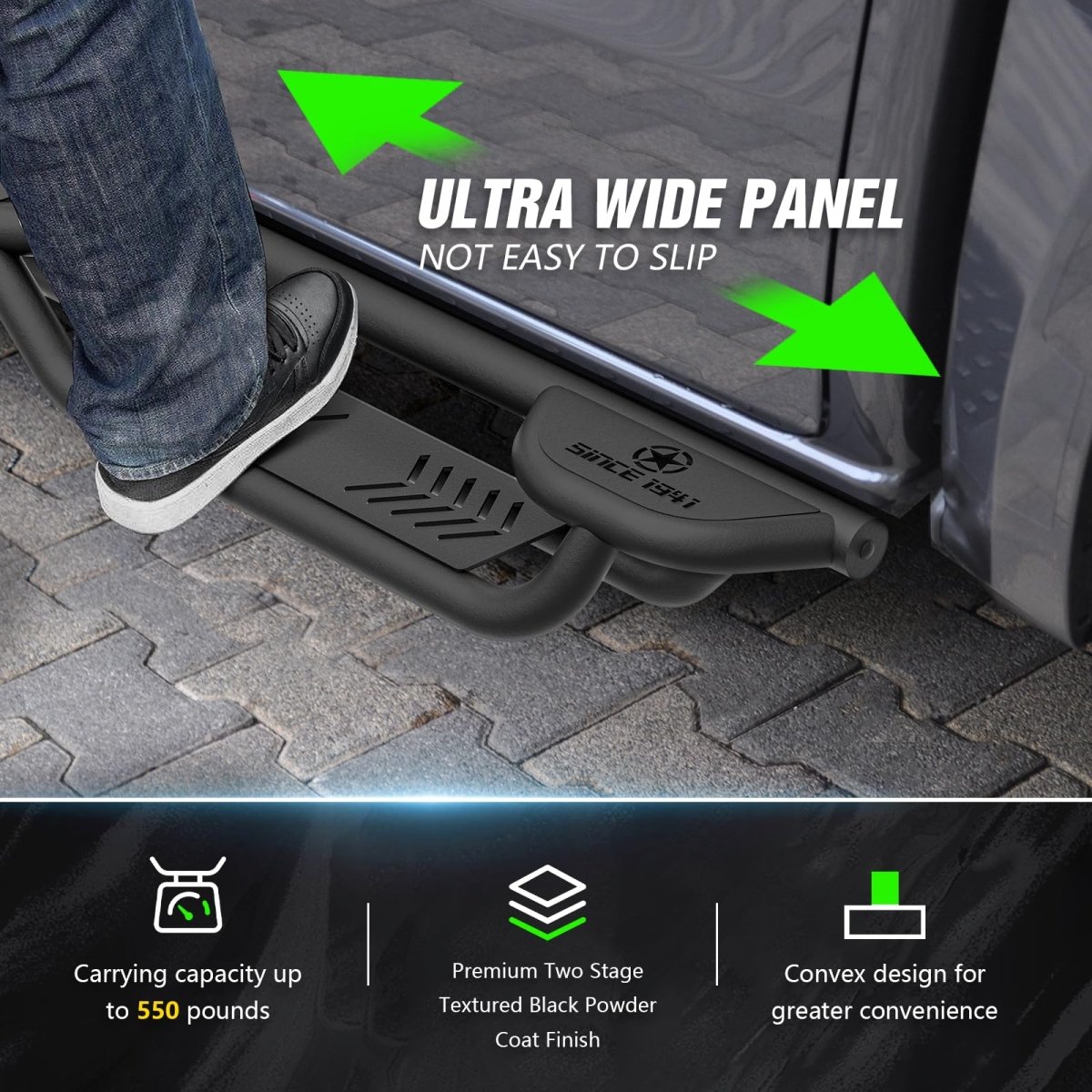 Frame Mounted Running Boards Compatible with 2020-2025 Jeep Gladiator JT 4 Door | Yzona