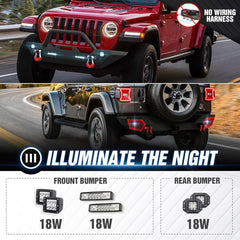 Affordable Off Road Bumpers for 2018-2024 Jeep Wrangler JL JLU Unlimited Off-road Bumpers with LED Lights | Yzona