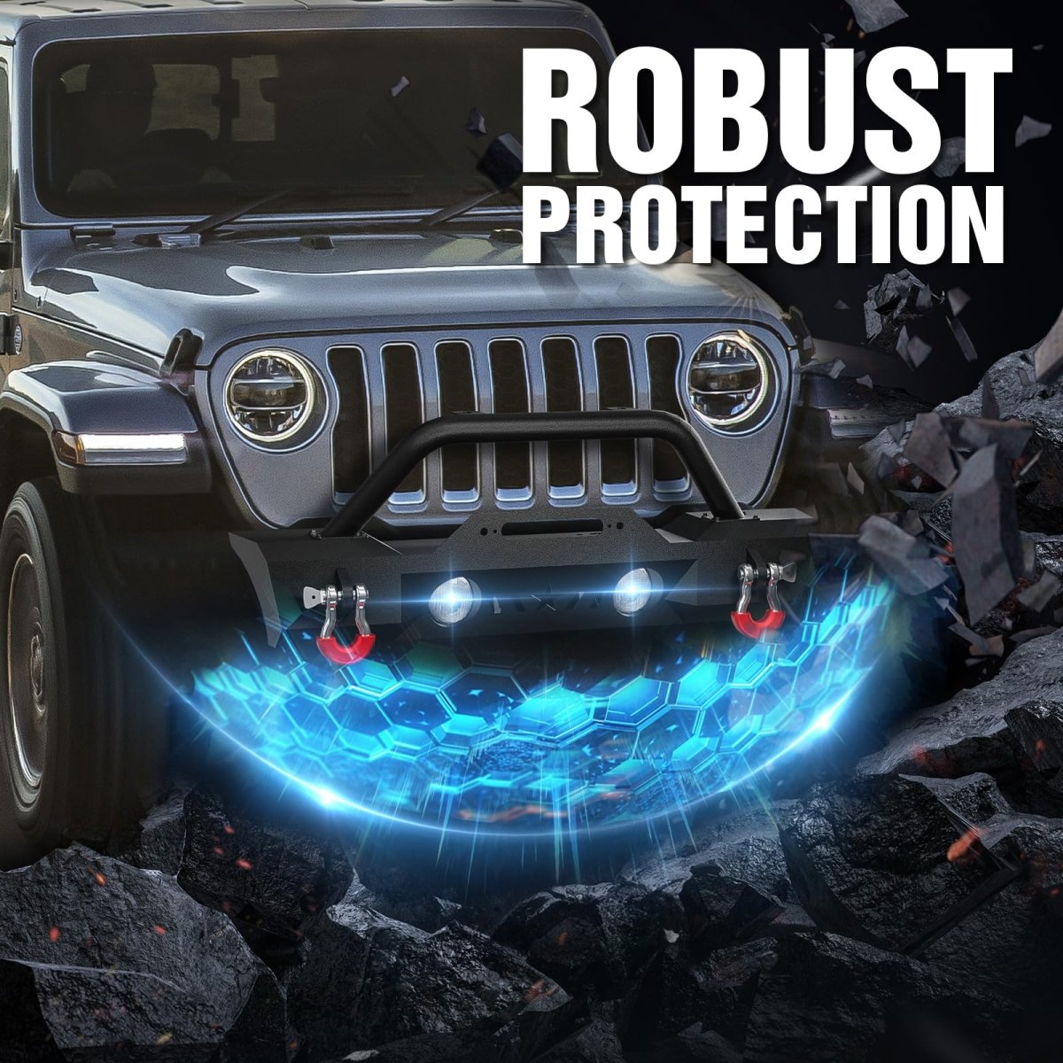 Push Bumpers for Trucks Compatible with 2007-2025 Jeep Wrangler JK JL JKU JLU & Gladiator JT | Yzona