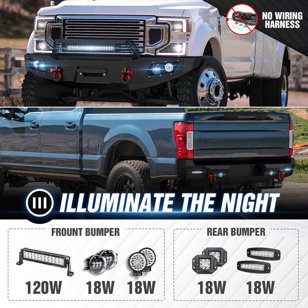 Aftermarket Front & Rear Truck Bumpers for 2017-2022 Ford F250 F350 F450 | Yzona
