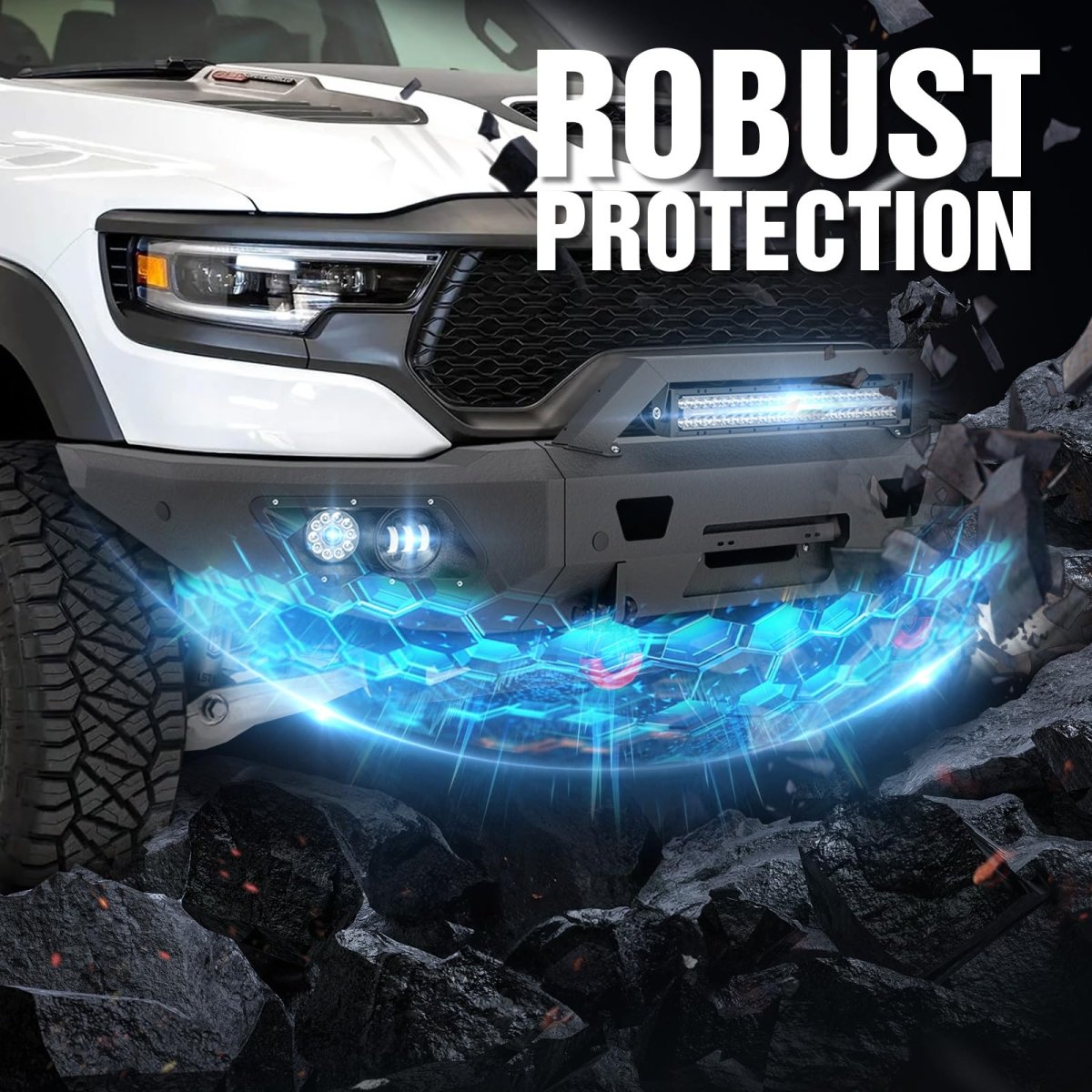 Add Off Road Front Bumpers Compatible with 2021-2024 Dodge Ram 1500 TRX | Yzona