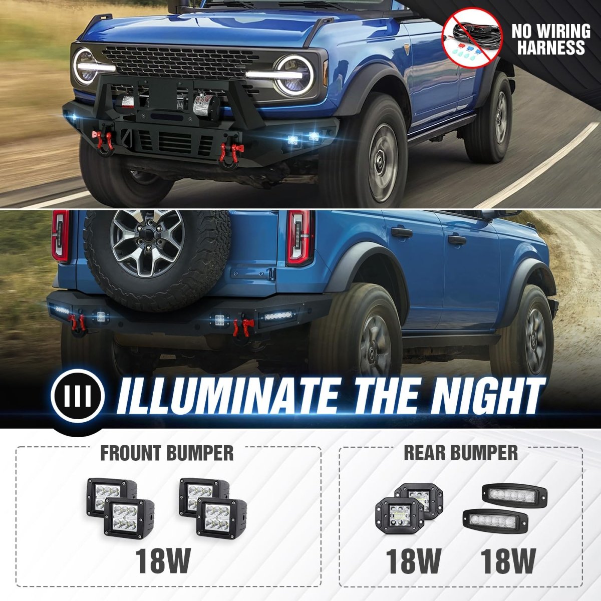 Aftermarket Truck Bumpers Compatible with 2021-2025 Ford Bronco - Yzona