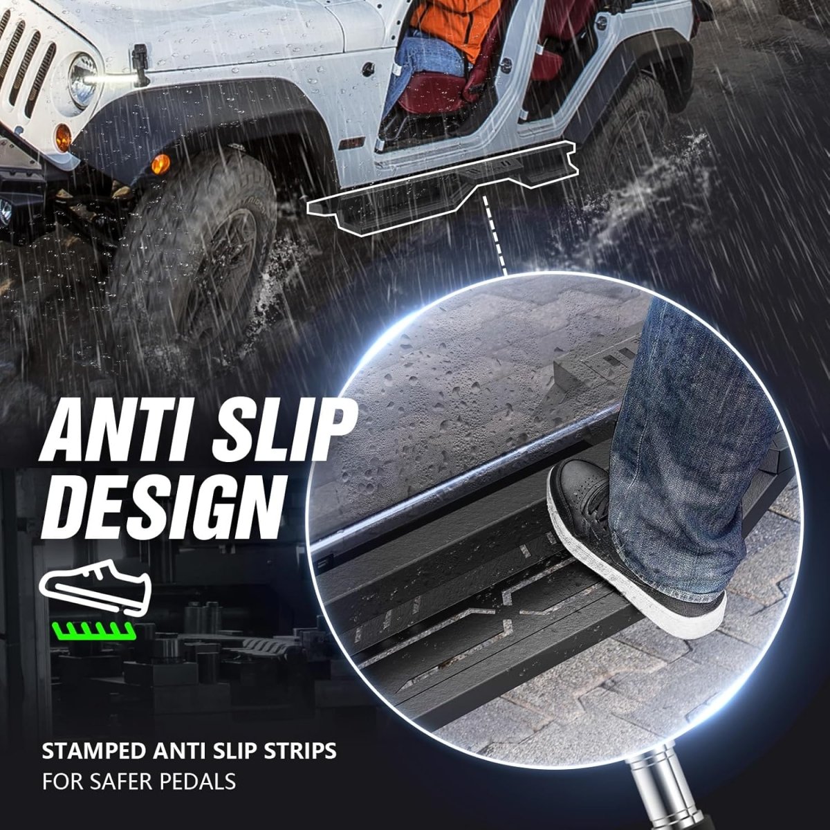 Yzona 2007-2018 Jeep Wrangler JK JKU Side Steps