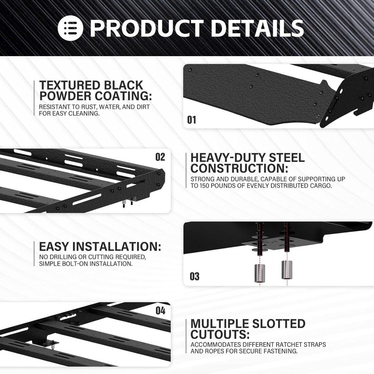 Full Size Luggage Roof Rack Cargo Basket for 2010-2024 Toyota 4Runner 5th Gen | Yzona