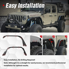 Truck Wheel Fender Flares Compatible with 2020-2024 Jeep Gladiator JT | Yzona
