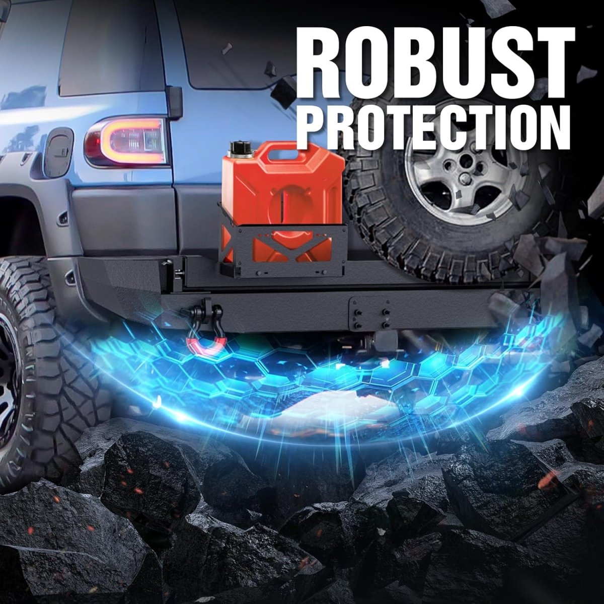 Off Road Rear Bumpers for Trucks Compatible with 2007-2014 Toyota FJ Cruiser with Spare off road bumpers | Yzona