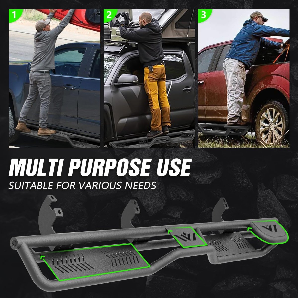 Yzona Pickup Truck Side Steps Compatible with 2024 2025 Toyota Tacoma Double Cab & Crew Cab