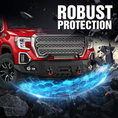Heavy Duty Front Truck Bumpers for 2019-2021 GMC Sierra 1500 & 2022 GMC Sierra 1500 Limited with Winch Plate | Yzona