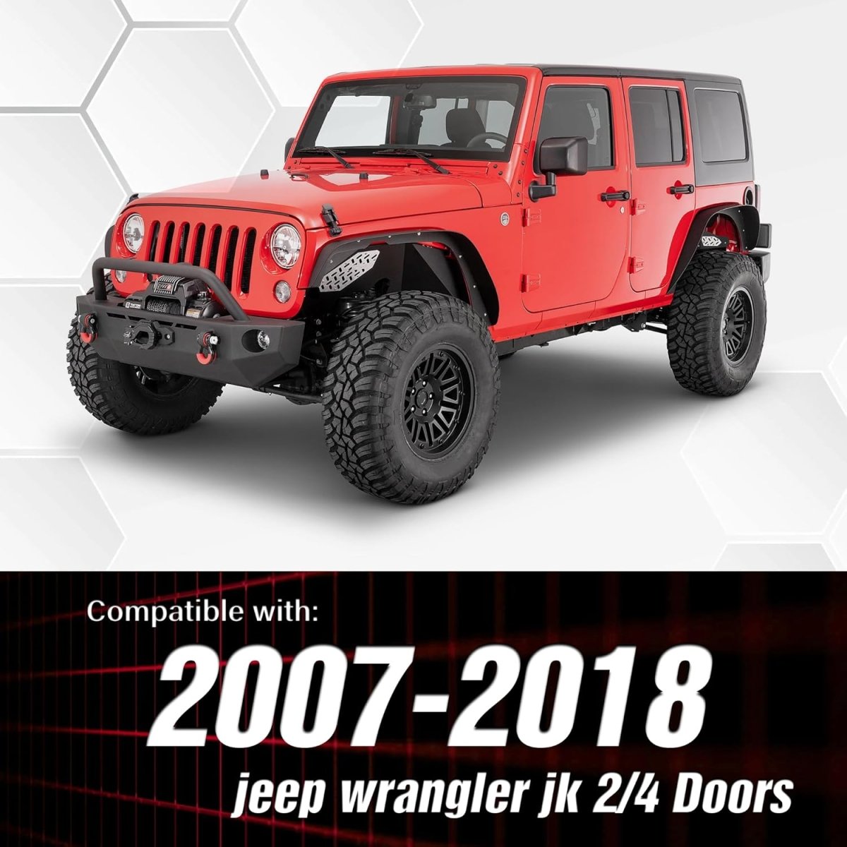 Yzona Wrangler JK Flat Front and Rear Fender Flares