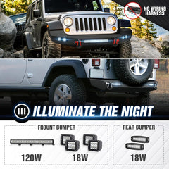 Full Width Front & Rear Bumper for 2016 Jeep Wrangler Compatible with 2007-2018 Jeep Wrangler JK JKU Unlimited | Yzona