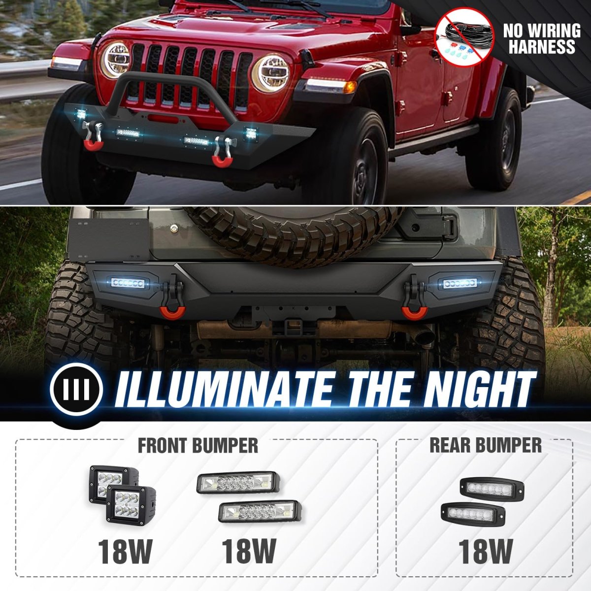 Bumpers for Trucks Heavy Duty Compatible with 2018-2025 Jeep Wrangler JL JLU - Yzona
