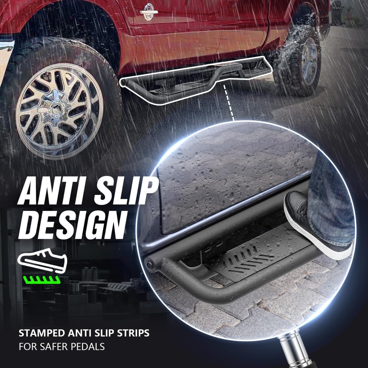 Pickup Truck Side Steps Compatible with 1999-2016 Ford F250 F350 Super Cab - Yzona