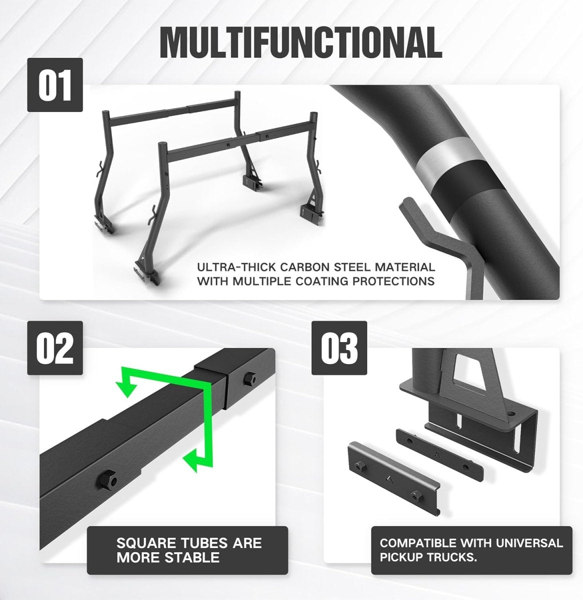 Overland Universal Pickup Ladder Bed Rack | from 46" to 71" Wide | Yzona