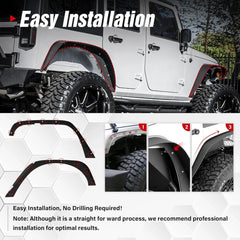 Yzona Wrangler JK Flat Front and Rear Fender Flares