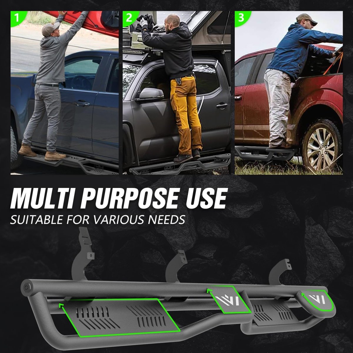 for 2025 Toyota Tundra Running Boards Compatible with 2022-2025 Toyota Tundra Double Cab - Yzona